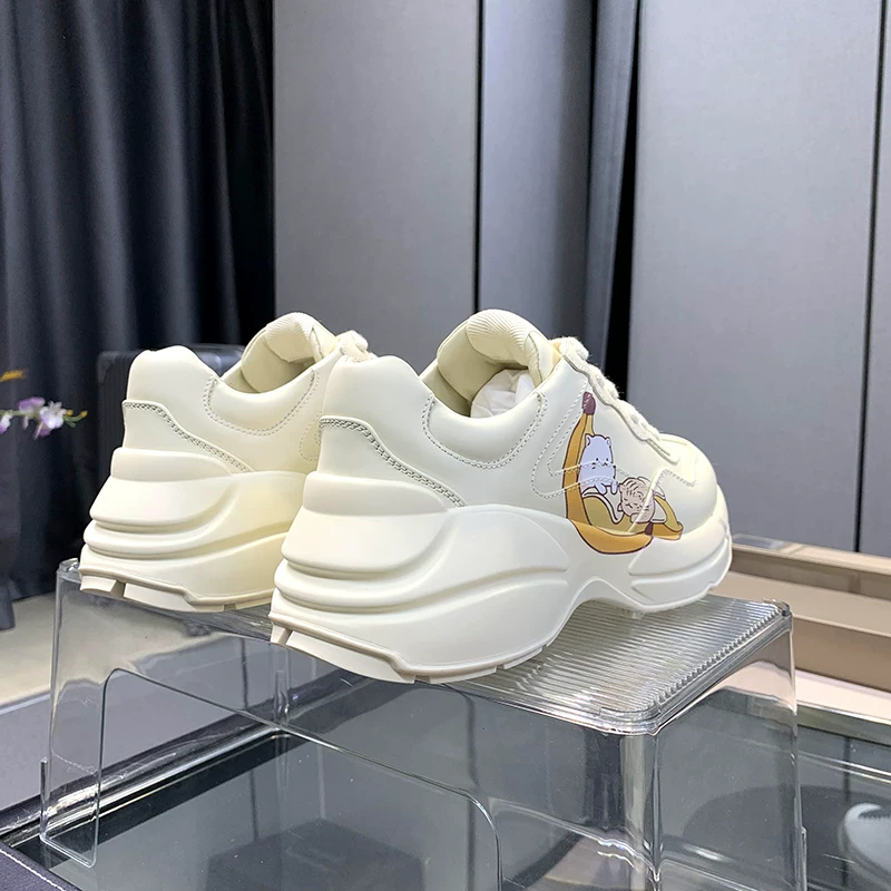 Инс стильная зима новый стиль G family dad shoes мужские кожаные ретро принты спортивные туфли толстая подошва с подъемом повседневная обувь
