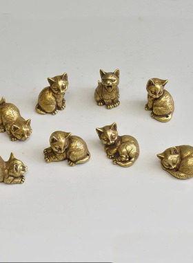 黄铜小猫咪香插桌面装饰文玩摆件