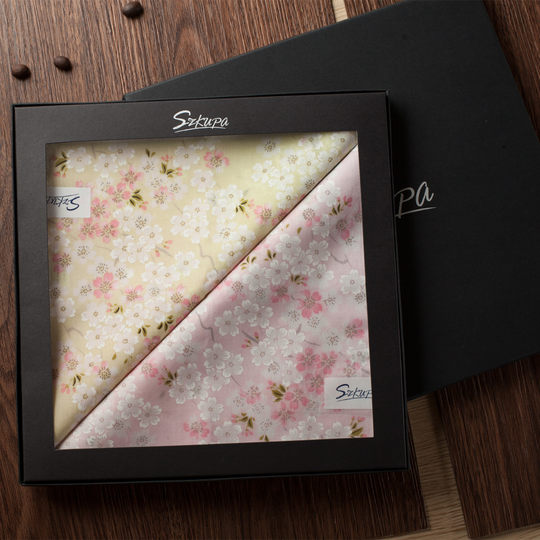 Damen-Sakura-Geschenkbox-Set, weiches Baumwolltaschentuch