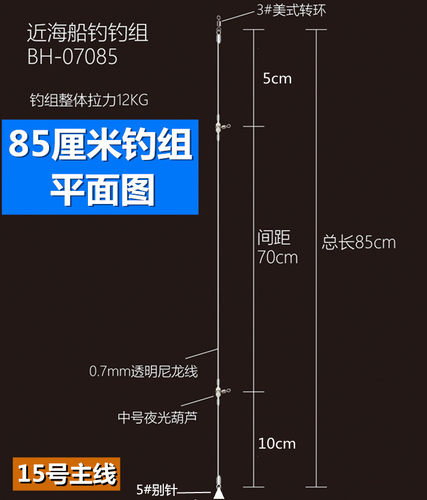 85CM海钓船钓钓组夜光葫芦线组 天平拉流钓鱼线串钩双钩定制 - 图0
