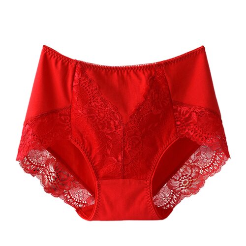 本命年内裤女中高腰蕾丝性感纯棉底裆马年红色女士三角短裤头婚嫁 - 图3