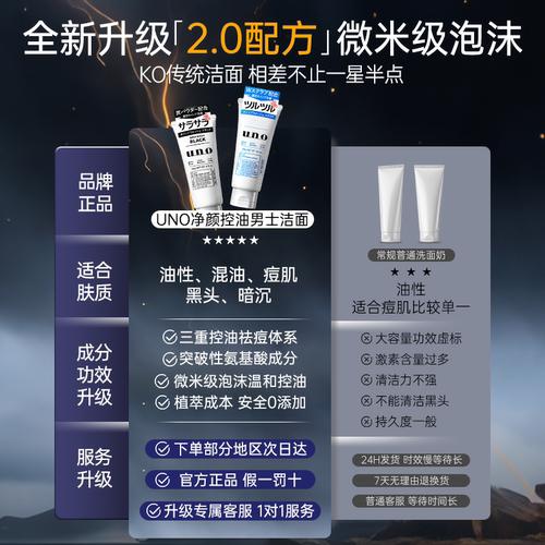 资生堂uno洗面奶男士专用祛痘温和补水氨基酸洁面乳吾诺官方正品 - 图0
