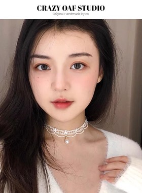 蕾丝颈带choker项圈珍珠项链颈
