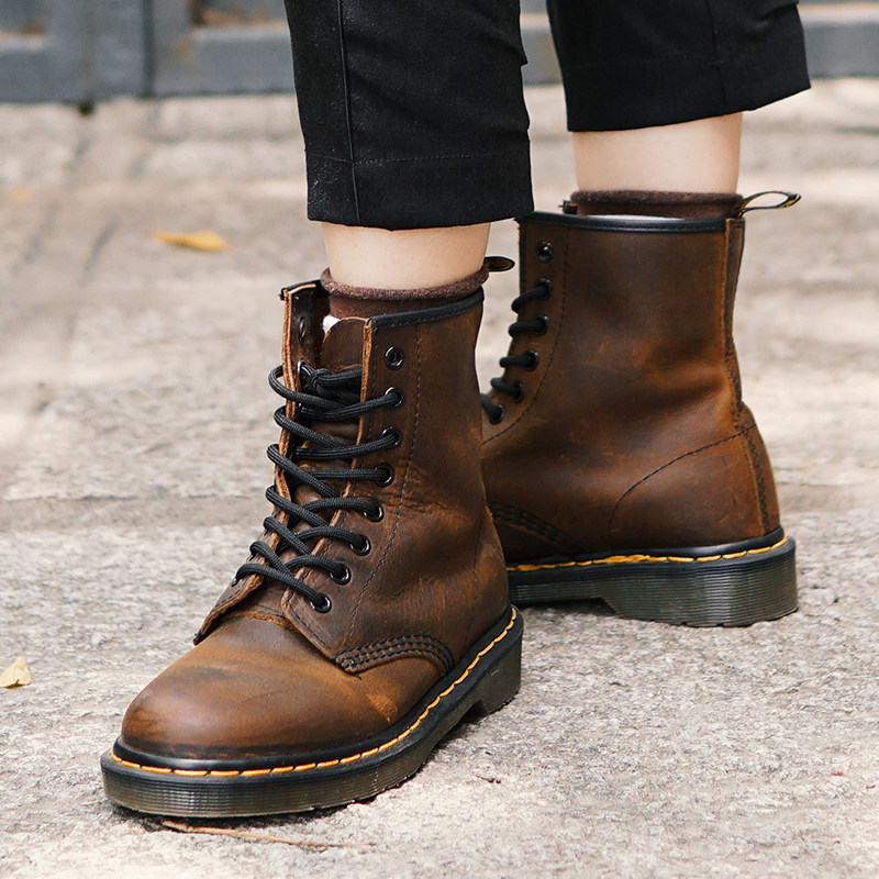 疯家定制  马丁靴男复古疯马皮机车棕色短靴女中古vintage鞋子,淘宝优惠券,粉丝福利购,淘宝优惠卷