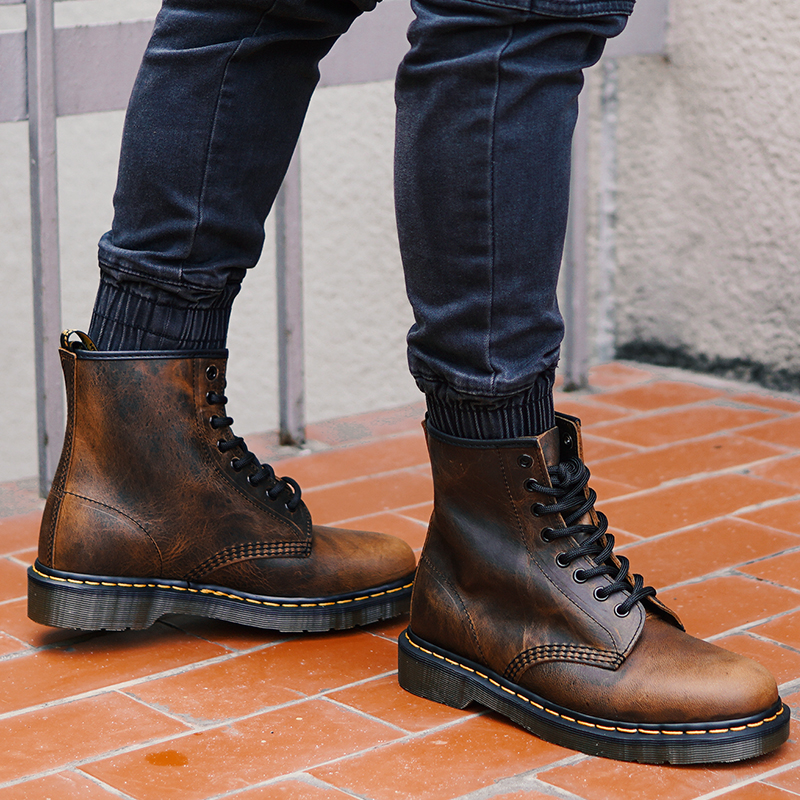 疯家定制  马丁靴男复古疯马皮机车棕色短靴女中古vintage鞋子,淘宝优惠券,粉丝福利购,淘宝优惠卷