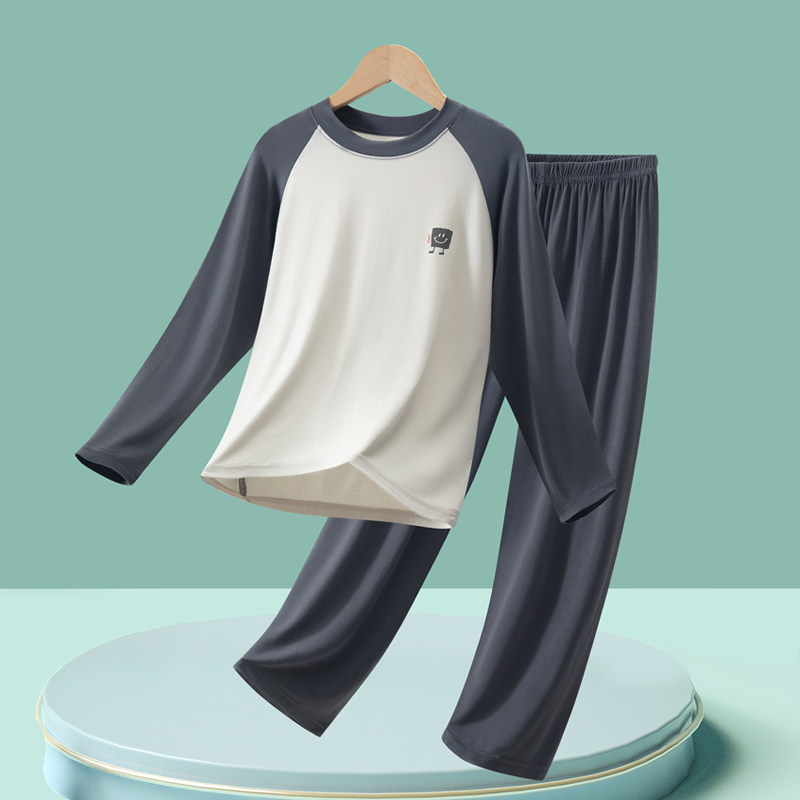 儿童莫代尔睡衣套装中大童夏季空调服男童长袖长裤小男孩家居服,淘宝优惠券,粉丝福利购,淘宝优惠卷