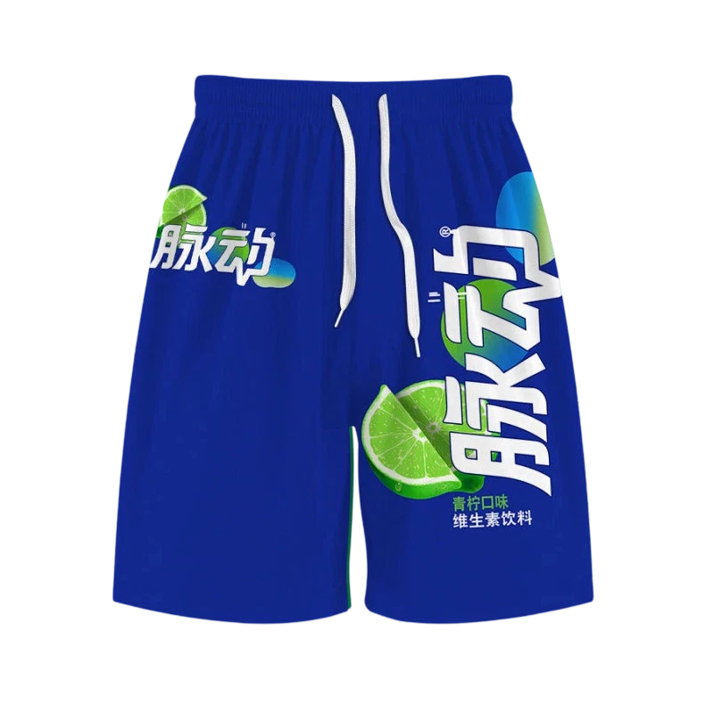 夏季搞笑趣味冰红茶茉莉绿茶饮料短裤男女情侣装潮流宽松短袖T恤 - 图2