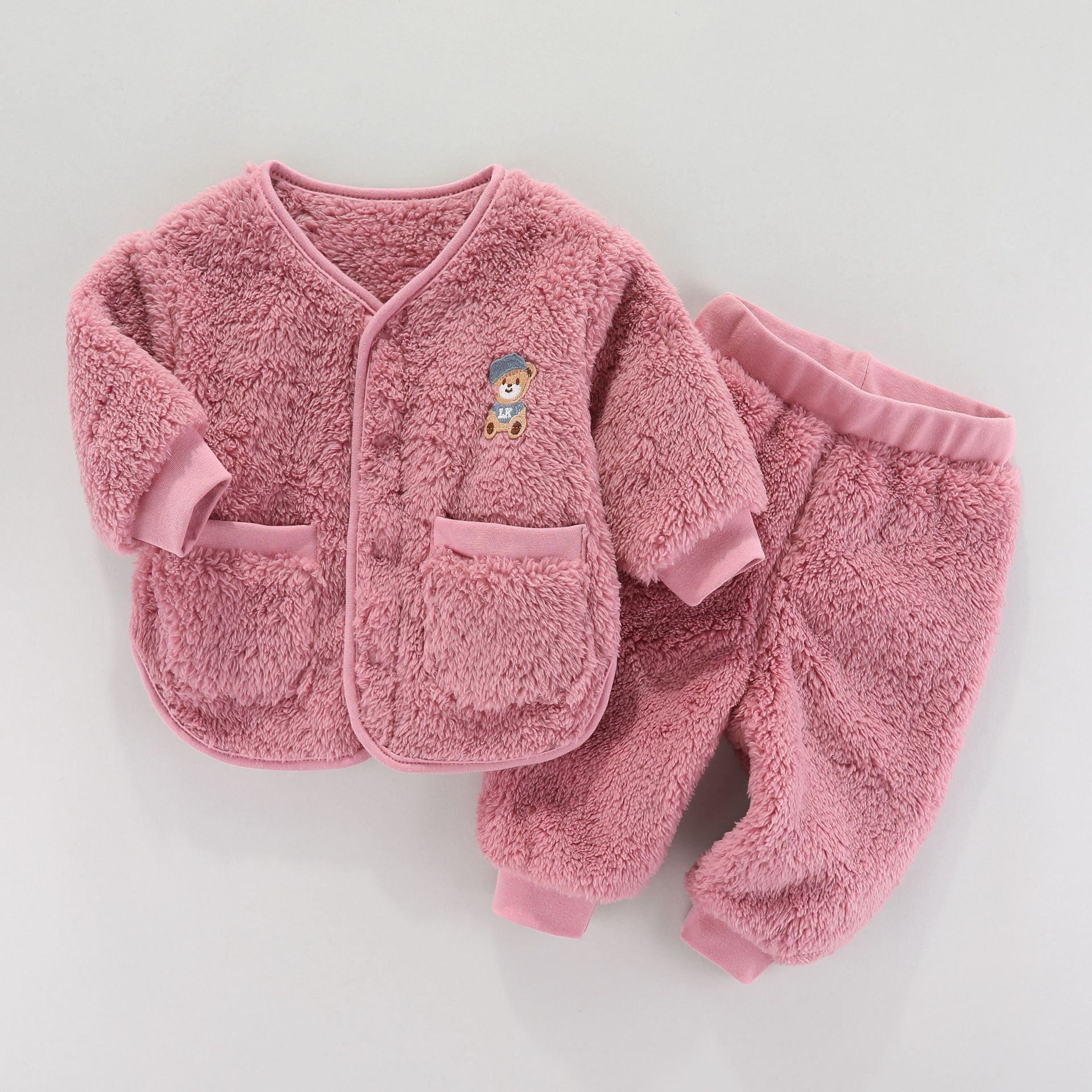 【三折专区】品牌折扣店撤柜秋冬款两件套宝宝保暖可爱加绒家居服 - 图3