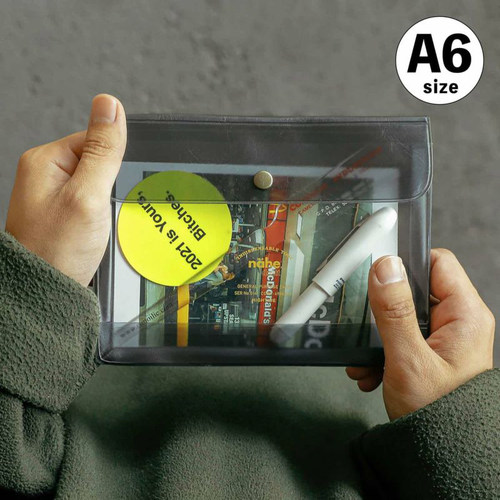 日本HIGHTIDE Nahe防水多功能收纳袋按扣资料袋透明视窗文件袋 - 图0