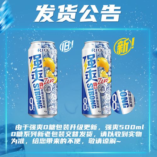 【调制酒】网红气泡酒预调鸡尾酒锐澳RIO强爽8度0糖500ml*12罐 - 图0