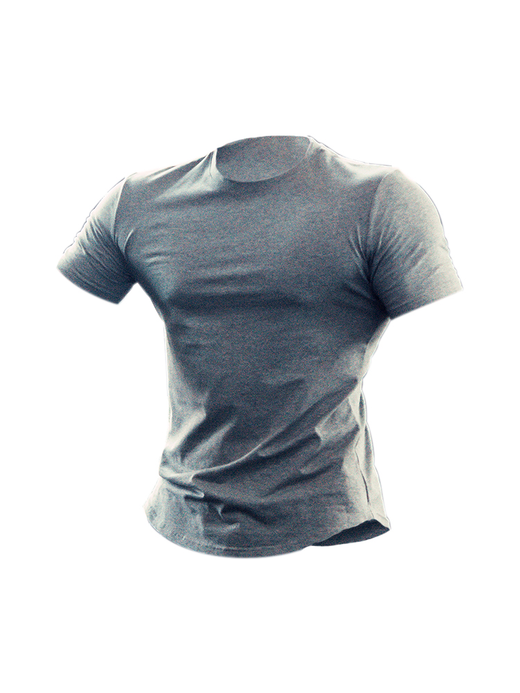 健身短袖t恤男弹力紧身衣纯色吸汗运动跑步修身训练健身上衣棉夏-图3