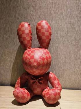 客厅摆件卡通PU创意花花公仔兔子摆件 可爱汽车摆件 男孩女孩礼物