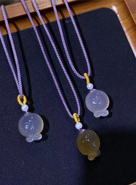 精品高冰玛瑙玉髓小迷鱼吊坠宝石挂件项链毛衣链锁骨链男女饰品