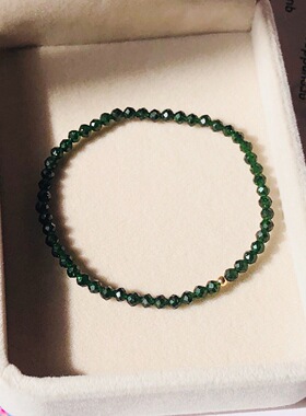 原创手工现货转运碧绿3mm气质款高品质天然绿砂石手脚链招财纳福