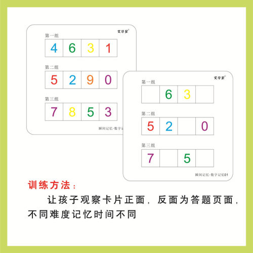 艾学星幼儿瞬间记忆力训练全脑闪卡数字填色本专注力观察力早教具 - 图0