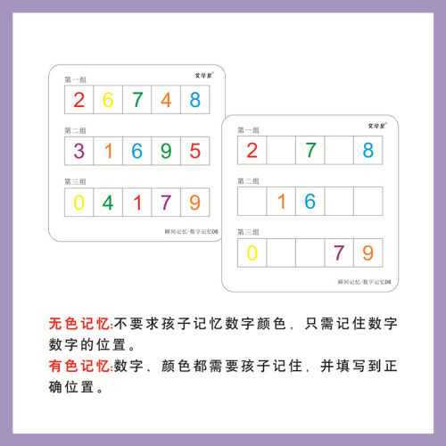 艾学星幼儿瞬间记忆力训练全脑闪卡数字填色本专注力观察力早教具 - 图1