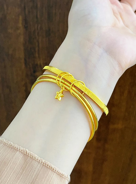 新款铜镀真金三生三世星星手镯遇见铃铛久不掉色手镯520送女友