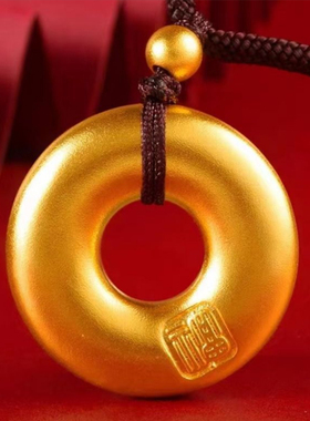 新款越南沙金吊坠平安扣吊坠铜镀真金原创设计项坠饰品项链女