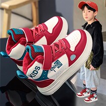 Boy Shoes 2024 Spring New Children Dragon Year Red High Help Board Shoes CUHK Kid Non-slip Soft Bottom Sneakers
