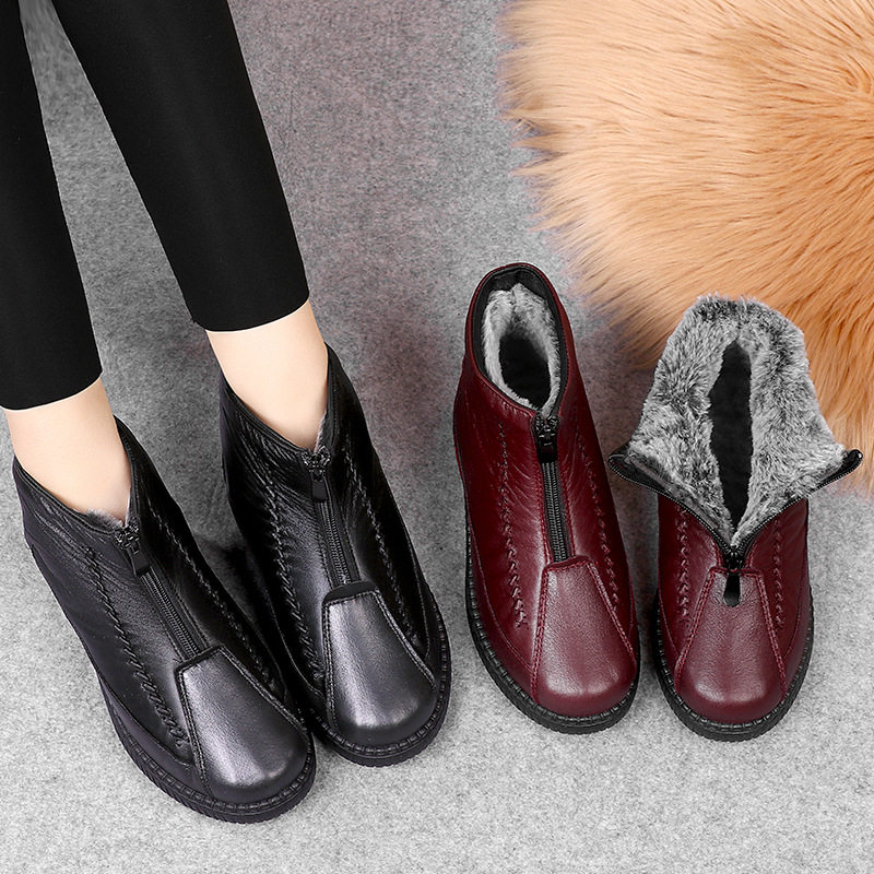 新款妈妈棉鞋女秋冬季加绒平底防滑老人短靴子中老年人保暖雪地靴,淘宝优惠券,粉丝福利购,淘宝优惠卷