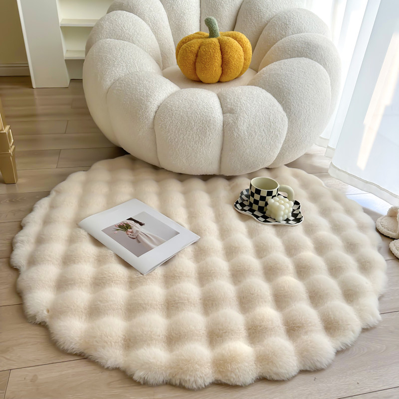 仿兔毛绒圆形地毯客厅沙发茶几毯卧室床边毯加厚泡泡绒毛毯地垫,淘宝优惠券,粉丝福利购,淘宝优惠卷
