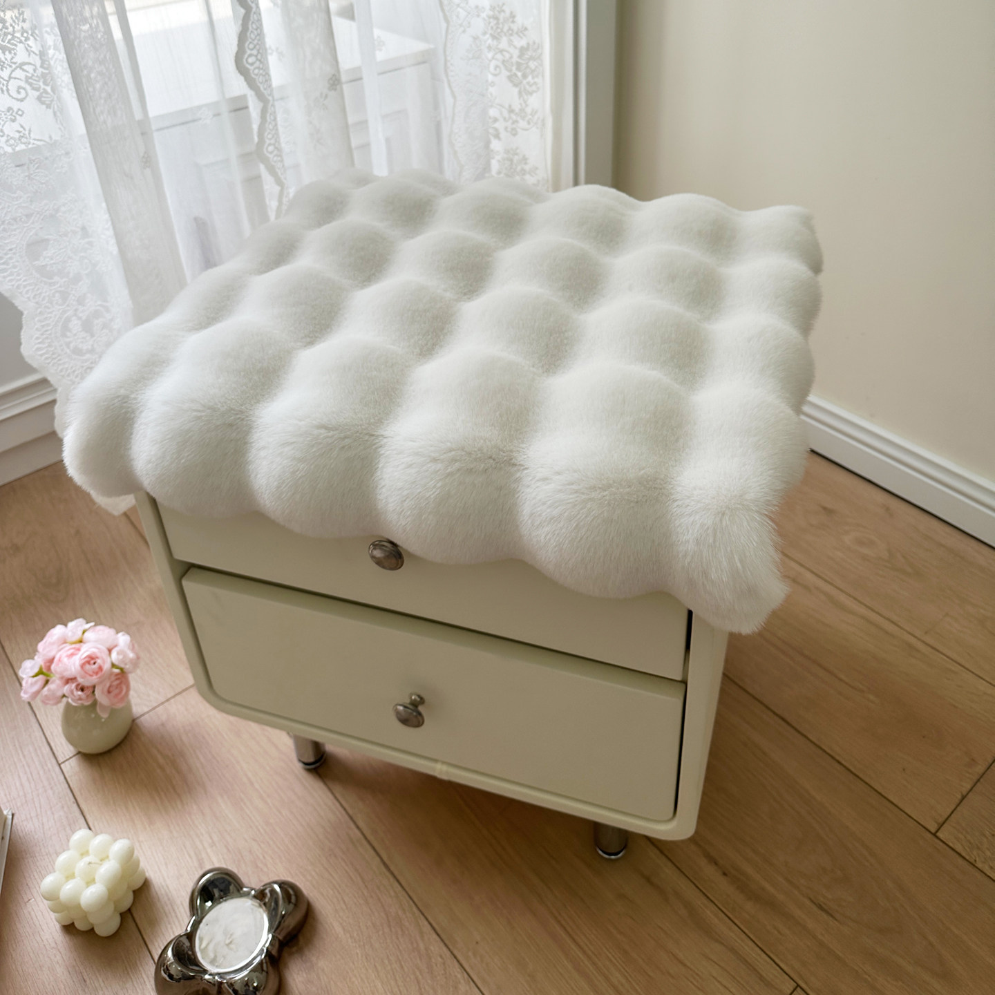 仿兔毛绒卧室床头柜垫子盖布餐桌椅垫书桌展台垫梳妆台电视柜毛毯,淘宝优惠券,粉丝福利购,淘宝优惠卷