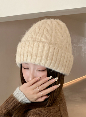 秋冬保暖显脸小护耳针织帽女