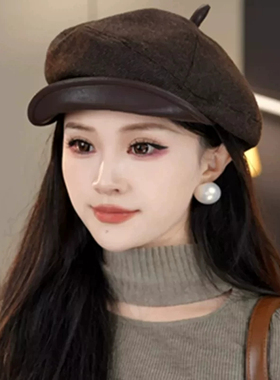老钱风复古贝雷帽女秋冬显脸小