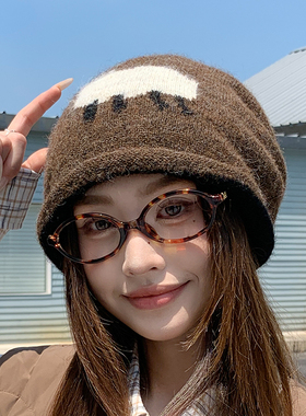 小羊提花堆堆帽女冬季保暖护耳帽