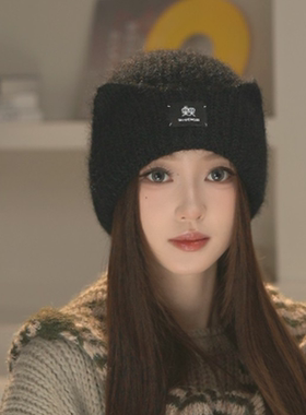秋冬加厚保暖显脸小毛线帽女款