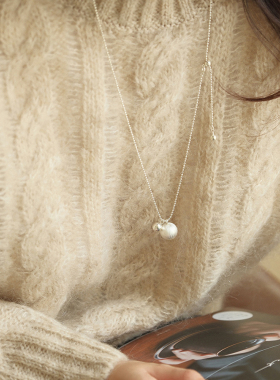 拉丝磨砂圆球项链女轻奢小众设计