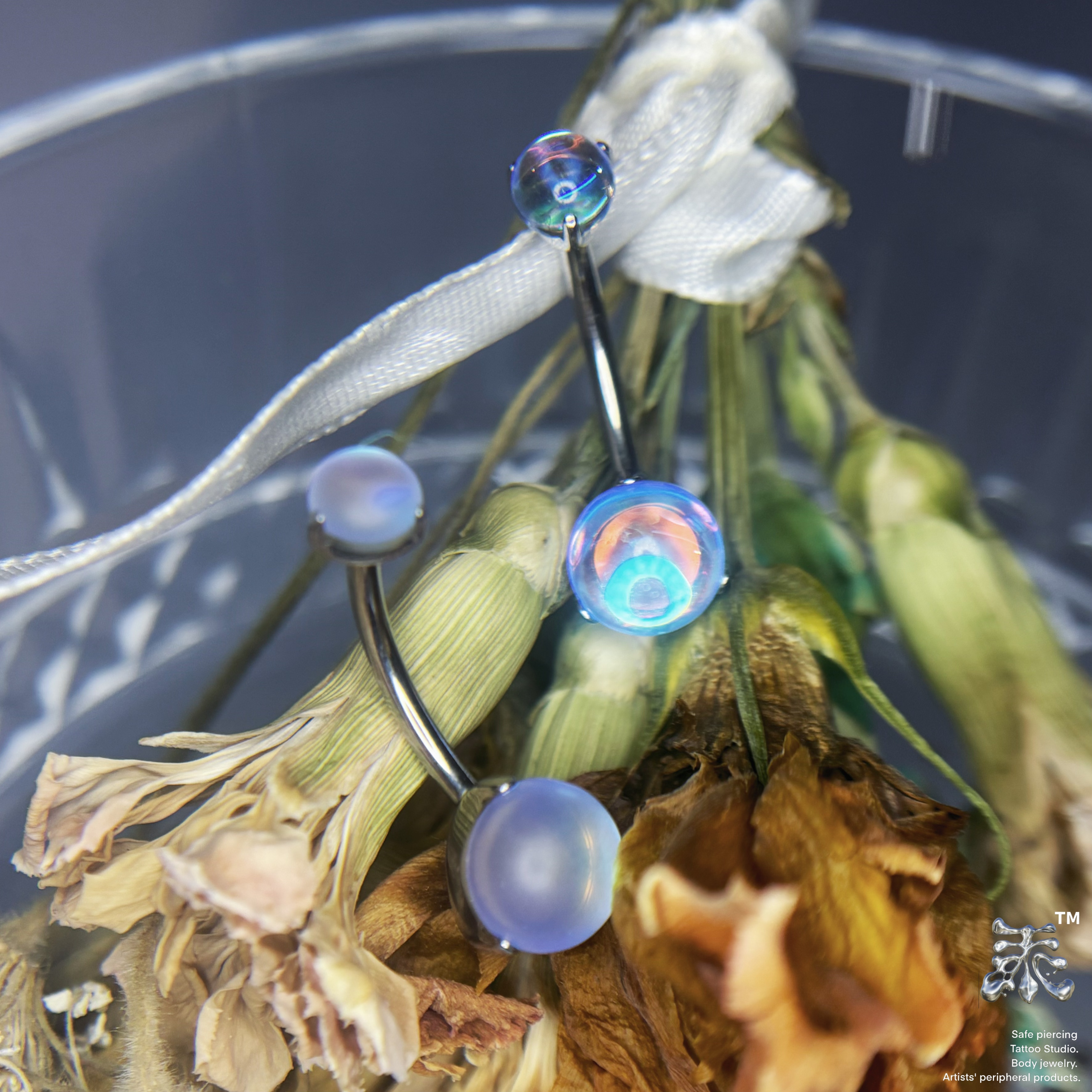 月光石磨砂蛋白液态脐钉 f136植入级钛合金防过敏10/12mm小众设计 - 图1