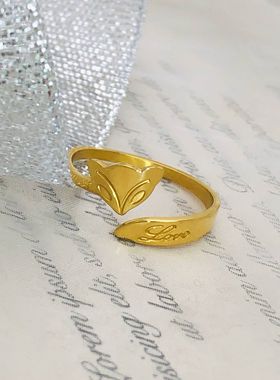 狐狸开口可调节戒指钛钢保色女