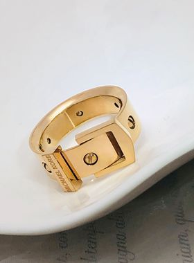 皮带扣戒指钛钢保色轻奢女欧美