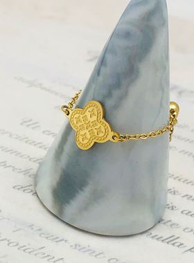 四叶草可调节戒指钛钢保色时尚女