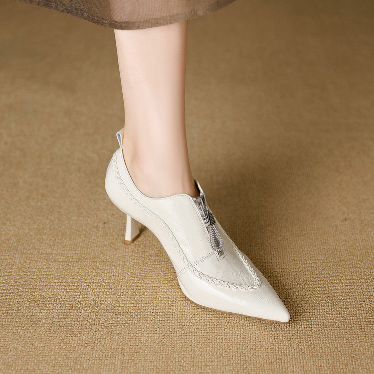 头层牛邹漆皮6cm细跟尖头高跟鞋女时尚气质四季深口单鞋及踝鞋靴,淘宝优惠券,粉丝福利购,淘宝优惠卷