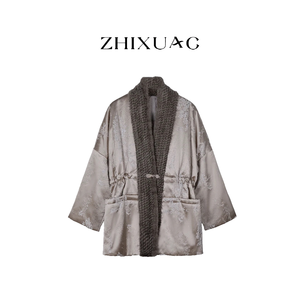 【远山】2025新款国风新中式水貂编制毛领皮草盘扣女装外套,淘宝优惠券,粉丝福利购,淘宝优惠卷