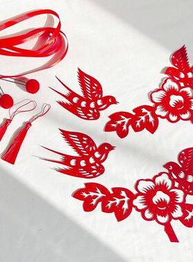 传统剪纸九天玄女中式红色发饰