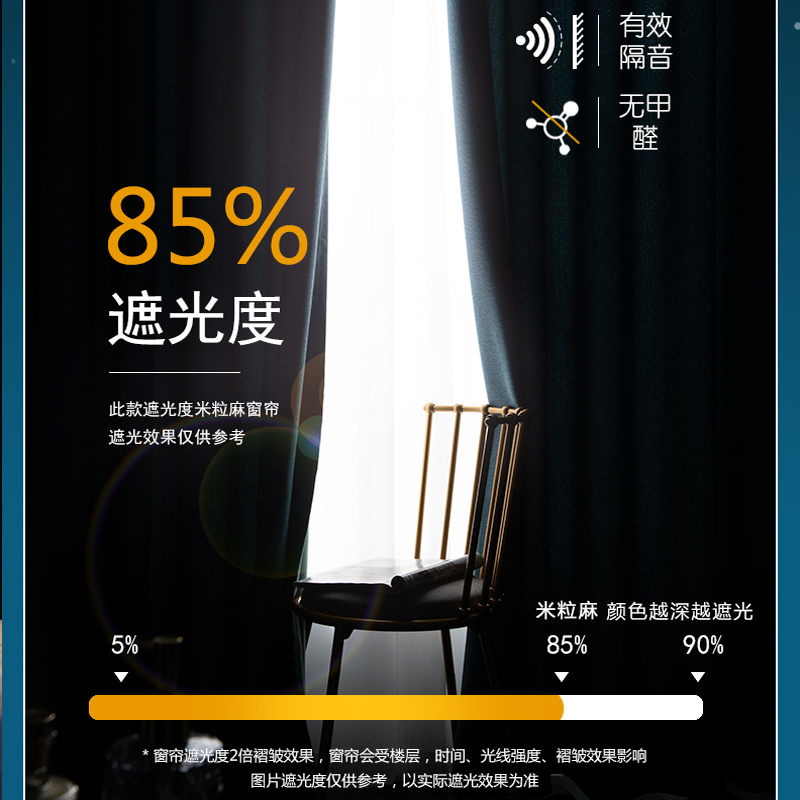 全遮光加厚亚麻隔热窗帘布客厅卧室防晒遮阳现代简约100%成品窗帘 - 图2