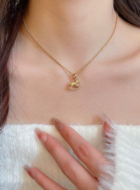 精致小众摇摇马可调节吊坠项链