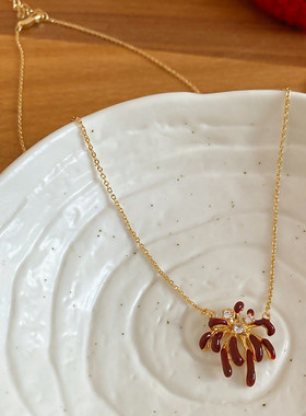 巨好看锆石滴油烟花吊坠时尚项链