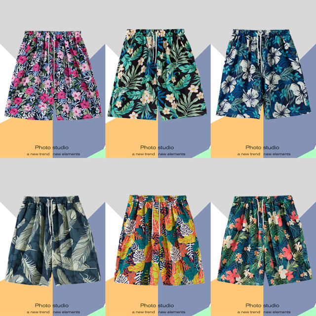 Summer sports fast -drying and loose men's shorts in summer big pants big pants beach pants five -point tourism casual pants men's tide