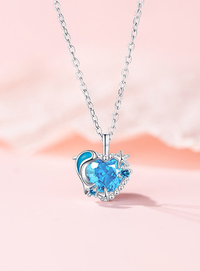 小众设计夏日海边系列海洋之心项链女轻奢高级感度假风爱心锁骨链