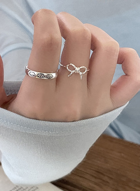 网红热款卡通线条小狗戒指女ins小众设计感开口食指戒学生指环潮