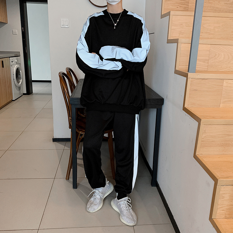 卫衣套装男春秋季韩版潮流运动服装休闲胖子大码男装一套搭配帅气 卫衣套装男春秋季韩版潮流运动服装休闲胖子大码男装一套搭配帅气