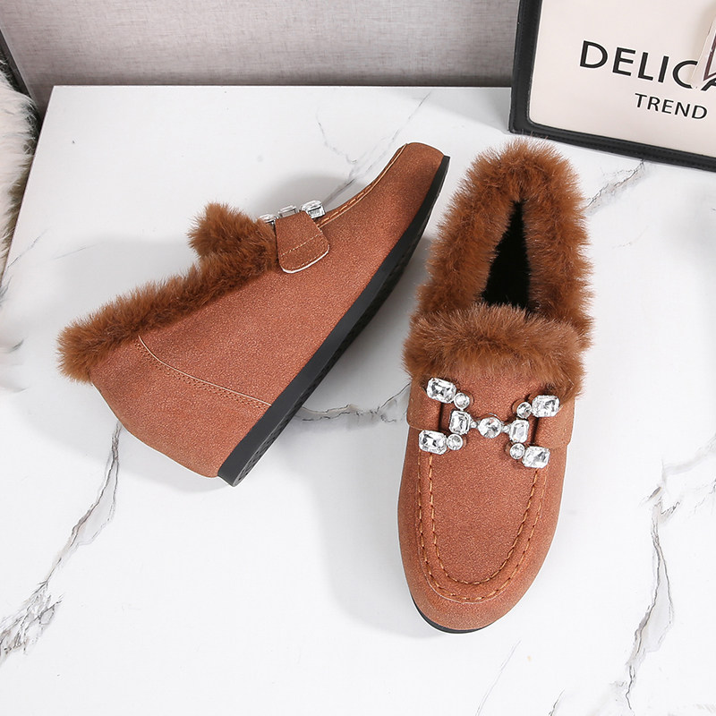 2025新款内增高豆豆鞋加绒厚底保暖貂毛棉鞋水钻毛毛鞋女冬季外穿,淘宝优惠券,粉丝福利购,淘宝优惠卷