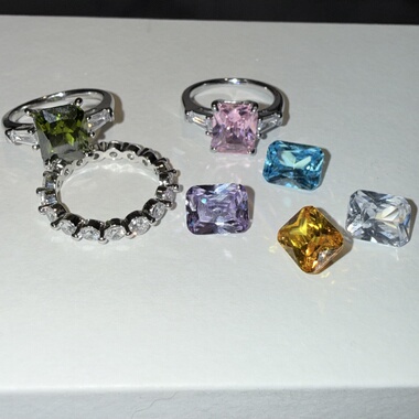 Northday实拍ins糖果盒彩色宝石方糖长方形锆石戒指指环