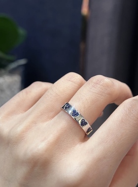 Northday实拍高品质 微镶锆石心形蓝钻撞色ins爱心戒指指环