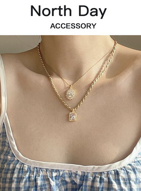 高级感缤纷彩色宝石小众项链