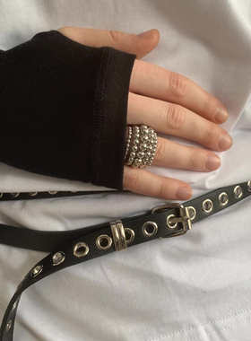 2025ss个性串珠银色多层夸张戒指开口百搭指环